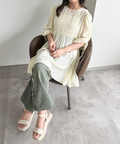 apres jour（アプレジュール）の「【apres jour mimi】ドロストスリーブチュニックブラウス【ZOZOTOWN限定アイテム】（シャツ/ブラウス・レディース・アイボリー/オレンジ/ミント・X-LARGE/フリー）」の21枚目の写真