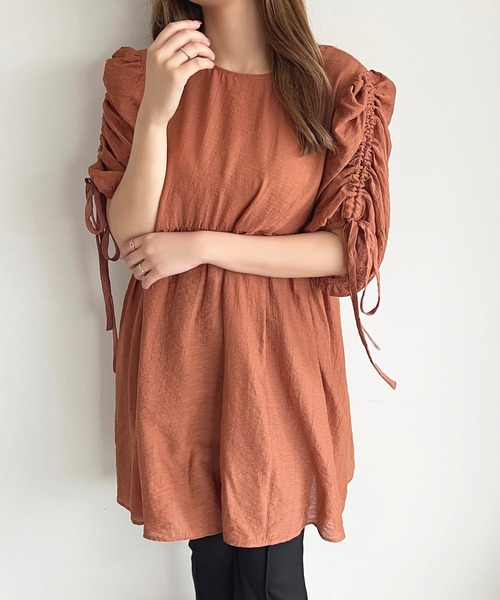 apres jour（アプレジュール）の「【apres jour mimi】ドロストスリーブチュニックブラウス【ZOZOTOWN限定アイテム】（シャツ/ブラウス・レディース・アイボリー/オレンジ/ミント・X-LARGE/フリー）」の9枚目の写真