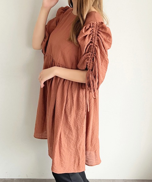 apres jour（アプレジュール）の「【apres jour mimi】ドロストスリーブチュニックブラウス【ZOZOTOWN限定アイテム】（シャツ/ブラウス・レディース・アイボリー/オレンジ/ミント・X-LARGE/フリー）」の8枚目の写真