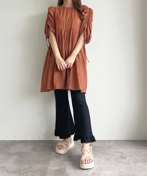 apres jour（アプレジュール）の「【apres jour mimi】ドロストスリーブチュニックブラウス【ZOZOTOWN限定アイテム】（シャツ/ブラウス・レディース・アイボリー/オレンジ/ミント・X-LARGE/フリー）」の6枚目の写真