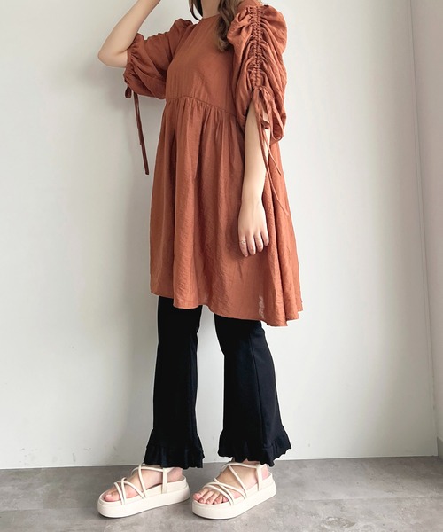apres jour（アプレジュール）の「【apres jour mimi】ドロストスリーブチュニックブラウス【ZOZOTOWN限定アイテム】（シャツ/ブラウス・レディース・アイボリー/オレンジ/ミント・X-LARGE/フリー）」の5枚目の写真