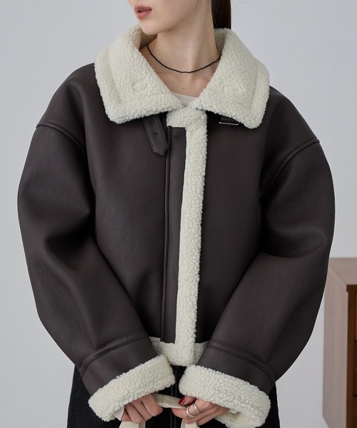 【セール】【nui nullu】2WAYショートB-3ムートンジャケット（ムートンコート）｜nui nullu（ヌイヌル） 5,364円