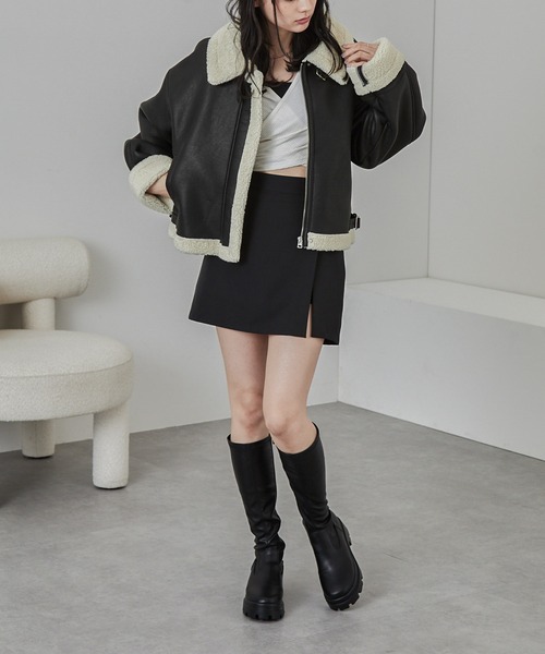 ⭐︎QUINOA BOUTIQUE 　フェイクムートン×ダウンショートブルゾン ⭐︎QUINOA BOUTIQUE フェイクムートン×ダウンショートブルゾン