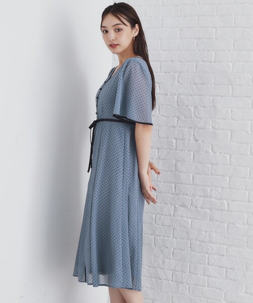 m*d様 今期 アパートバイローリーズ フロッキードットワンピース セール】フロッキードットキャミワンピース（ワンピース）｜A