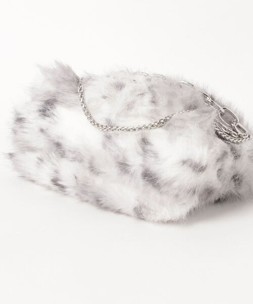 CELENA（セレナ）の「ダブルチェーン PUレザーハンドル ファーバッグ（ハンドバッグ・レディース・ブラウン/グレー/カーキ・F）」の5枚目の写真