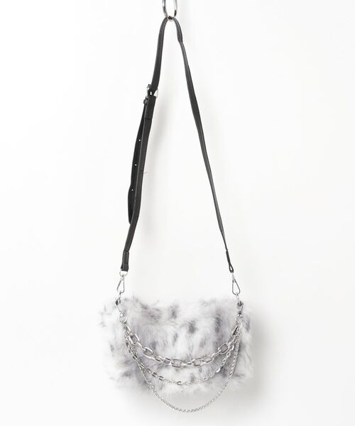 CELENA（セレナ）の「ダブルチェーン PUレザーハンドル ファーバッグ（ハンドバッグ・レディース・ブラウン/グレー/カーキ・F）」の13枚目の写真