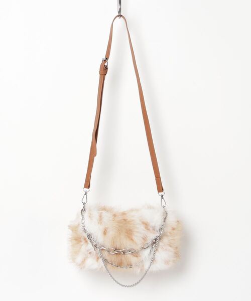 CELENA（セレナ）の「ダブルチェーン PUレザーハンドル ファーバッグ（ハンドバッグ・レディース・ブラウン/グレー/カーキ・F）」の15枚目の写真