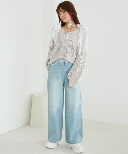 MAJESTIC LEGON（マジェスティックレゴン）の「ハートマシュマロモールカーディガン（カーディガン/ボレロ・レディース・アイボリー/ピンクベージュ/ブルー系その他5/ボルドー/ブラウン/グレイッシュベージュ/ラベンダー・MEDIUM）」の14枚目の写真