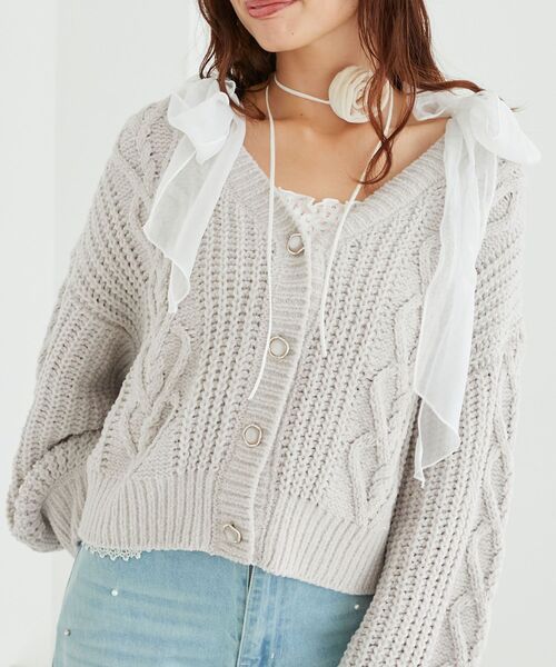 MAJESTIC LEGON（マジェスティックレゴン）の「ハートマシュマロモールカーディガン（カーディガン/ボレロ・レディース・アイボリー/ピンクベージュ/ブルー系その他5/ボルドー/ブラウン/グレイッシュベージュ/ラベンダー・MEDIUM）」の17枚目の写真