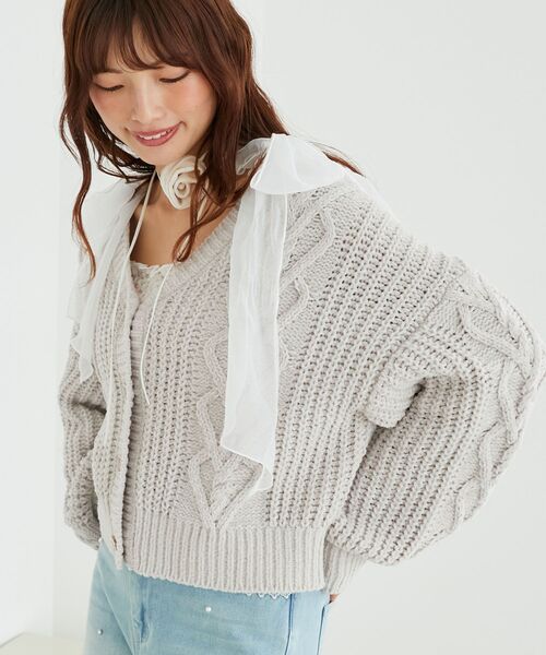 MAJESTIC LEGON（マジェスティックレゴン）の「ハートマシュマロモールカーディガン（カーディガン/ボレロ・レディース・アイボリー/ピンクベージュ/ブルー系その他5/ボルドー/ブラウン/グレイッシュベージュ/ラベンダー・MEDIUM）」の18枚目の写真