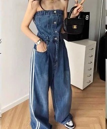 サイドラインデニムベアオールインワン