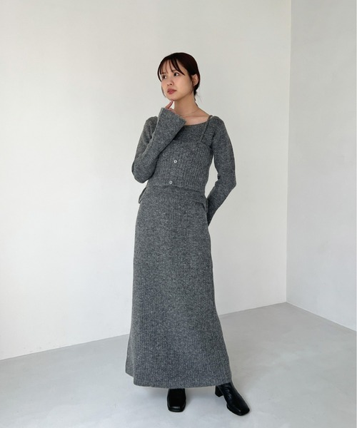 Olu.（オルドット）の「ラメニットスカート[セットアップ可能]（スカート・レディース・チャコールグレー/ライトブラウン・0/1）」の7枚目の写真