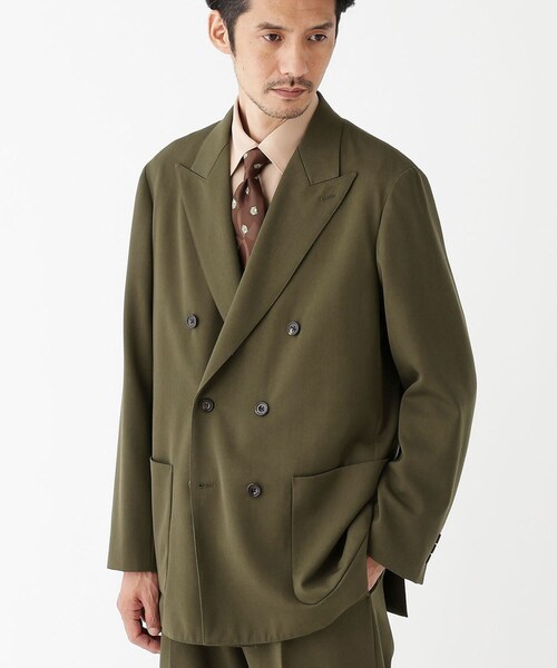 TAKEO KIKUCHI（タケオキクチ）の「【THE FLAGSHIP】ギャバ ダブルジャケット（テーラードジャケット・メンズ・ネイビー/カーキ・02/03/04）」の2枚目の写真