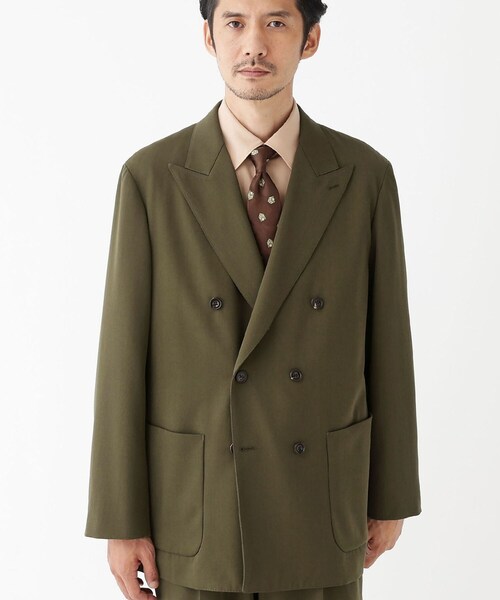 TAKEO KIKUCHI（タケオキクチ）の「【THE FLAGSHIP】ギャバ ダブルジャケット（テーラードジャケット・メンズ・ネイビー/カーキ・02/03/04）」の4枚目の写真