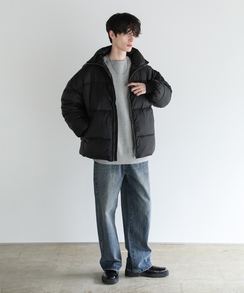 美品【肉厚】ポロジーンズ　ダウンコートM 黒　フード　ドローコード　内リブ Buyer's Select/スタンドネック 裾ドローコードダウンブルゾン（ダウン