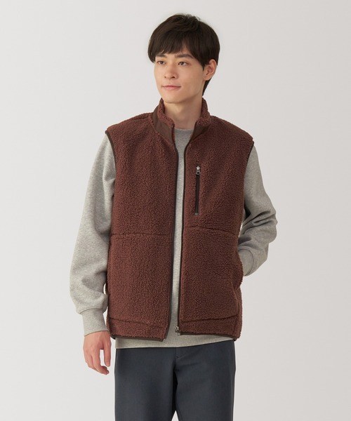 無印良品（ムジルシリョウヒン）の「紳士　ボアフリースベスト（ベスト・メンズ・ブラック/ネイビー/サンドベージュ/レンガ・S/M/L/XL）」の4枚目の写真