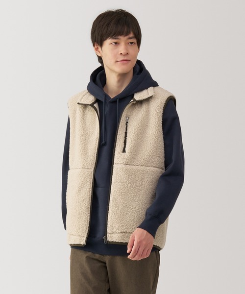 無印良品（ムジルシリョウヒン）の「紳士　ボアフリースベスト（ベスト・メンズ・ブラック/ネイビー/サンドベージュ/レンガ・S/M/L/XL）」の3枚目の写真