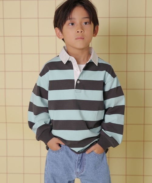 LEPSIM（レプシィム）の「【KIDS】ラガーシャツ　158622（Tシャツ/カットソー・キッズ・ブルー/ピンク・140/120）」の4枚目の写真