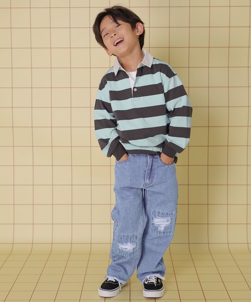 LEPSIM（レプシィム）の「【KIDS】ラガーシャツ　158622（Tシャツ/カットソー・キッズ・ブルー/ピンク・140/120）」の7枚目の写真