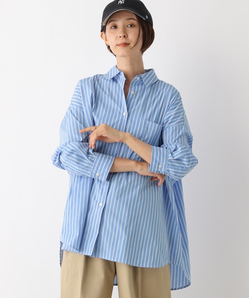 LEPSIM(レプシィム)の「BIGストライプシャツ 141726(シャツ/ブラウス・レディース・ブルー/オレンジ/ブルー系その他・FREE)」の2枚目の写真