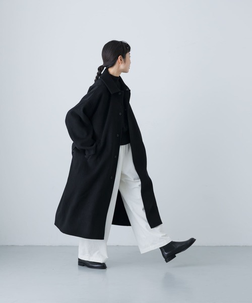 かぐれ(カグレ)の「ウールステンカラーコート(ステンカラーコート・レディース・ブラック/グレー系その他/チャコールグレー・FREE)」の8枚目の写真