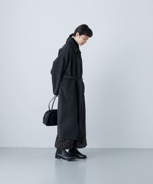 かぐれ(カグレ)の「ウールステンカラーコート(ステンカラーコート・レディース・ブラック/グレー系その他/チャコールグレー・FREE)」の19枚目の写真
