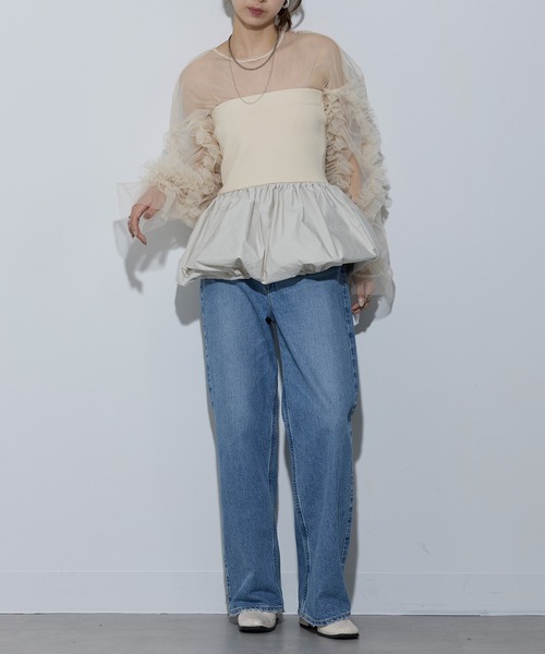 MAISON BREEZE reveur(メゾンブリーズレヴール)の「【MAISON BREEZE reveur】ニット×布帛 バルーンベアトップス ビスチェ 32048E333 XNN(その他トップス・レディース・アイボリー/チャコールグレー/ブラック・FREE)」の8枚目の写真