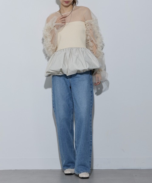 MAISON BREEZE reveur(メゾンブリーズレヴール)の「【MAISON BREEZE reveur】ニット×布帛 バルーンベアトップス ビスチェ 32048E333 XNN(その他トップス・レディース・アイボリー/チャコールグレー/ブラック・FREE)」の9枚目の写真