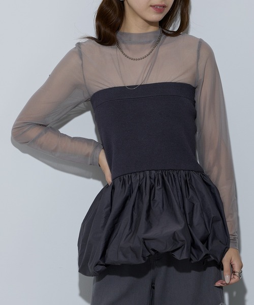 MAISON BREEZE reveur(メゾンブリーズレヴール)の「【MAISON BREEZE reveur】ニット×布帛 バルーンベアトップス ビスチェ 32048E333 XNN(その他トップス・レディース・アイボリー/チャコールグレー/ブラック・FREE)」の18枚目の写真