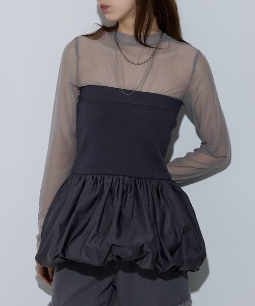 MAISON BREEZE reveur(メゾンブリーズレヴール)の「【MAISON BREEZE reveur】ニット×布帛 バルーンベアトップス ビスチェ 32048E333 XNN(その他トップス・レディース・アイボリー/チャコールグレー/ブラック・FREE)」の19枚目の写真