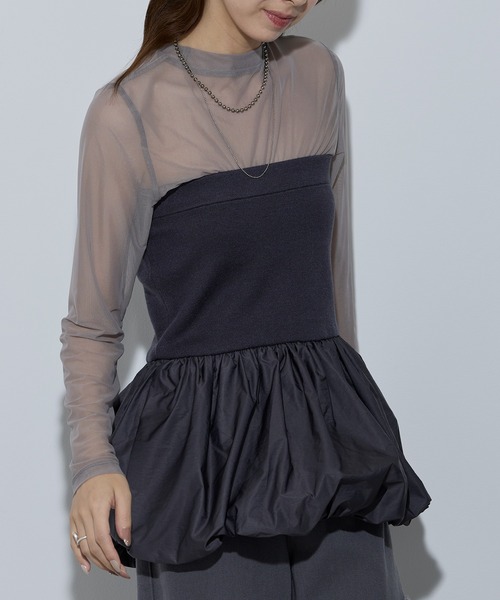 MAISON BREEZE reveur(メゾンブリーズレヴール)の「【MAISON BREEZE reveur】ニット×布帛 バルーンベアトップス ビスチェ 32048E333 XNN(その他トップス・レディース・アイボリー/チャコールグレー/ブラック・FREE)」の21枚目の写真