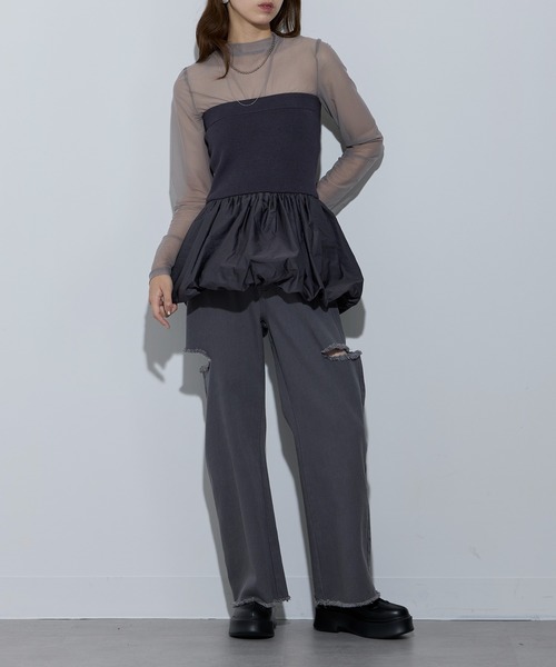 MAISON BREEZE reveur(メゾンブリーズレヴール)の「【MAISON BREEZE reveur】ニット×布帛 バルーンベアトップス ビスチェ 32048E333 XNN(その他トップス・レディース・アイボリー/チャコールグレー/ブラック・FREE)」の22枚目の写真
