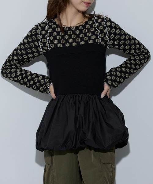 MAISON BREEZE reveur(メゾンブリーズレヴール)の「【MAISON BREEZE reveur】ニット×布帛 バルーンベアトップス ビスチェ 32048E333 XNN(その他トップス・レディース・アイボリー/チャコールグレー/ブラック・FREE)」の12枚目の写真