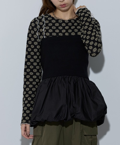 MAISON BREEZE reveur(メゾンブリーズレヴール)の「【MAISON BREEZE reveur】ニット×布帛 バルーンベアトップス ビスチェ 32048E333 XNN(その他トップス・レディース・アイボリー/チャコールグレー/ブラック・FREE)」の13枚目の写真