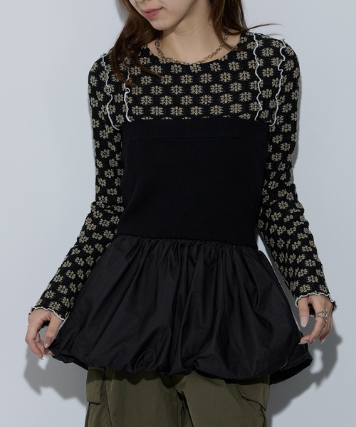 MAISON BREEZE reveur(メゾンブリーズレヴール)の「【MAISON BREEZE reveur】ニット×布帛 バルーンベアトップス ビスチェ 32048E333 XNN(その他トップス・レディース・アイボリー/チャコールグレー/ブラック・FREE)」の14枚目の写真