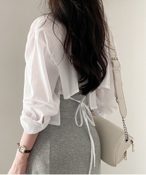 Per sist ence(パーシエンス)の「バックリボンブラウス(シャツ/ブラウス・レディース・ブルー/ホワイト・X-LARGE/LARGE/MEDIUM/SMALL)」の1枚目の写真