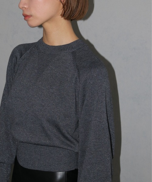 cheriella(シェリエラ)の「【cheriella】スウェットライク ラメニットプルオーバー SWEAT-LIKE LAME KNIT PULLOVER(ニット/セーター・レディース・グレー/チャコールグレー/レッド・M)」の6枚目の写真