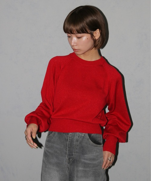 cheriella(シェリエラ)の「【cheriella】スウェットライク ラメニットプルオーバー SWEAT-LIKE LAME KNIT PULLOVER(ニット/セーター・レディース・グレー/チャコールグレー/レッド・M)」の22枚目の写真