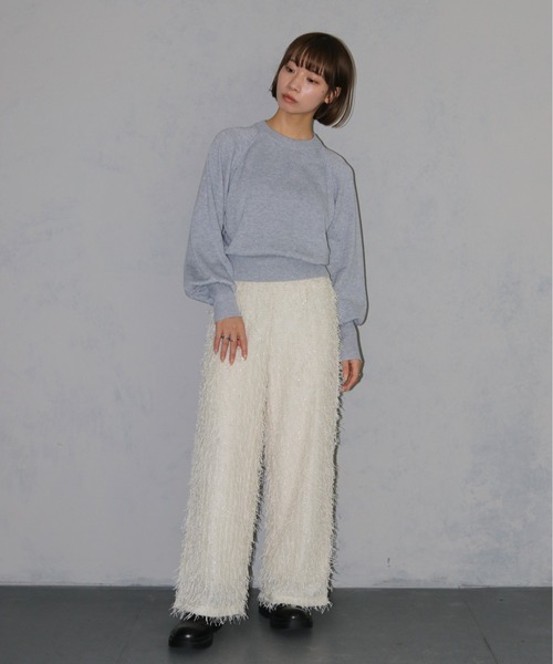cheriella(シェリエラ)の「【cheriella】スウェットライク ラメニットプルオーバー SWEAT-LIKE LAME KNIT PULLOVER(ニット/セーター・レディース・グレー/チャコールグレー/レッド・M)」の19枚目の写真