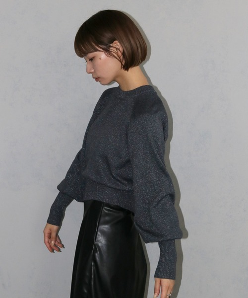 cheriella(シェリエラ)の「【cheriella】スウェットライク ラメニットプルオーバー SWEAT-LIKE LAME KNIT PULLOVER(ニット/セーター・レディース・グレー/チャコールグレー/レッド・M)」の10枚目の写真