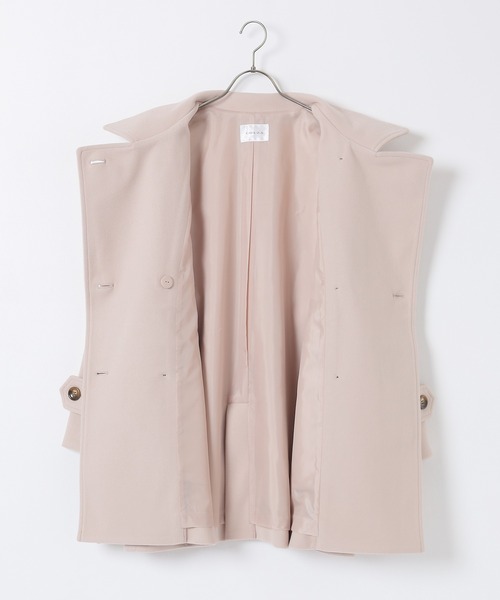 Honeys（ハニーズ）の「【抗菌防臭・静電気軽減】３ｗａｙベルト付コート（ステンカラーコート・レディース・チャコール/アイボリー/ブラック/ピンクベージュ・S/M/L/LL）」の5枚目の写真