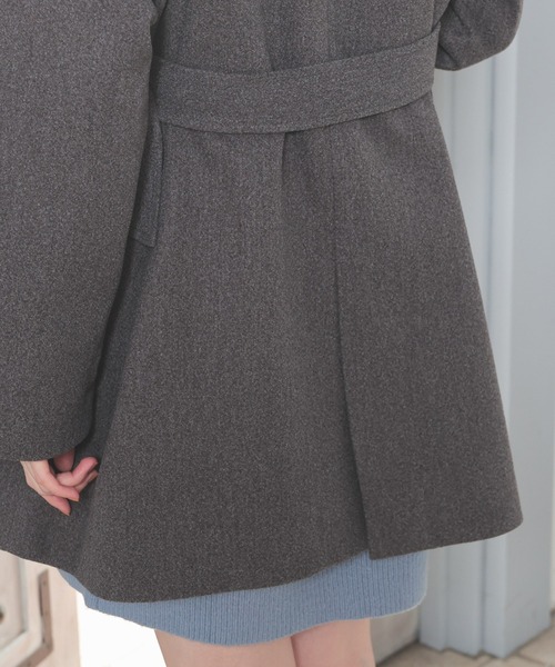 Honeys（ハニーズ）の「【抗菌防臭・静電気軽減】３ｗａｙベルト付コート（ステンカラーコート・レディース・チャコール/アイボリー/ブラック/ピンクベージュ・S/M/L/LL）」の14枚目の写真