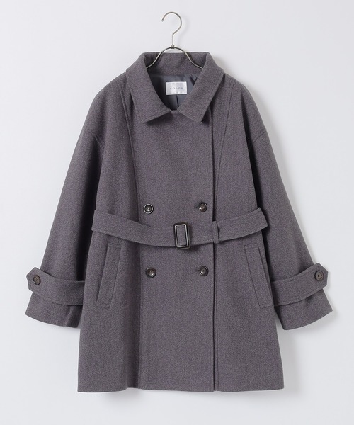 Honeys（ハニーズ）の「【抗菌防臭・静電気軽減】３ｗａｙベルト付コート（ステンカラーコート・レディース・チャコール/アイボリー/ブラック/ピンクベージュ・S/M/L/LL）」の15枚目の写真