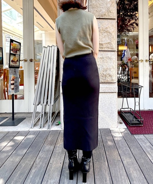 Julia Boutique(ジュリアブティック)の「選べる柄&無地 スリット入りロングニットスカート(スカート・レディース・パープル/レオパード/ブラック/アニマル/グレー・ONE)」の7枚目の写真