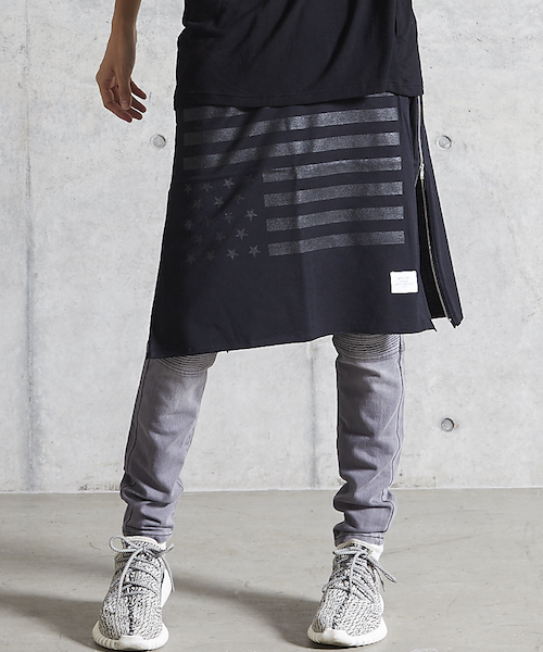 MYE-DO'(マイ・ドゥ)の「CS バンダナスカート "STARS AND STRIPES"(スカート・メンズ・ブラック/ホワイト・FREE)」の2枚目の写真