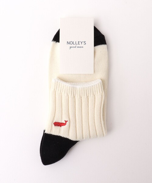 NOLLEY’S（ノーリーズ）の「クジラクォーターソックス（ソックス/靴下・メンズ・ネイビー/ホワイト系その他/オフホワイト/ブラック系その他・FREE）」の5枚目の写真