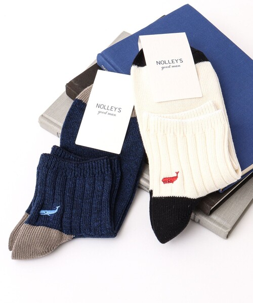 NOLLEY’S（ノーリーズ）の「クジラクォーターソックス（ソックス/靴下・メンズ・ネイビー/ホワイト系その他/オフホワイト/ブラック系その他・FREE）」の15枚目の写真