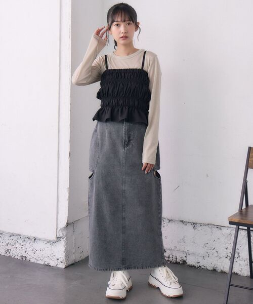 RETRO GIRL（レトロガール）の「2wayキャミOP（ワンピース・レディース・ブラウン系その他2/ライトグレー/ブラック・FREE）」の14枚目の写真