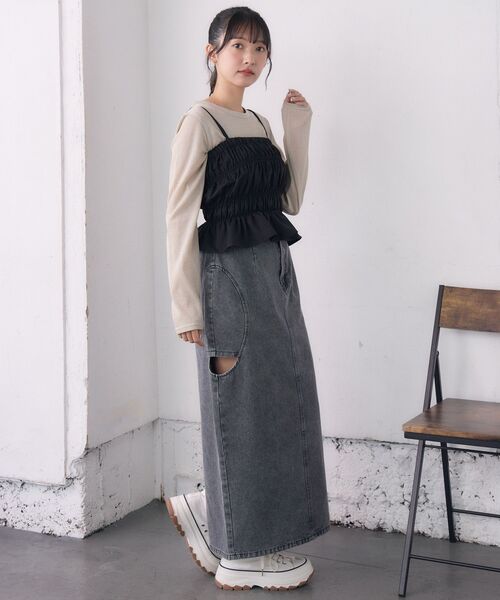 RETRO GIRL（レトロガール）の「2wayキャミOP（ワンピース・レディース・ブラウン系その他2/ライトグレー/ブラック・FREE）」の15枚目の写真