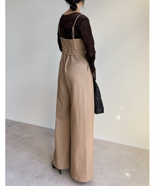 [低身長/高身長サイズ有]微起毛ツイルカッティングデザインオールインワン（つなぎ/オールインワン）｜Re:EDIT（リエディ）